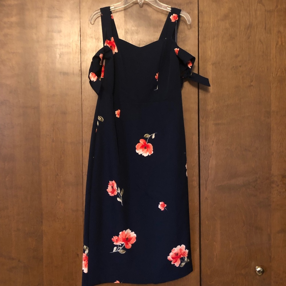 Navy w/coral dress. Size 4